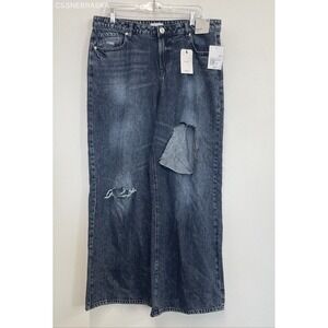 Forever 21 Baggy Distressed Wide Leg‎ Women's size 14 Dark Blue Denim